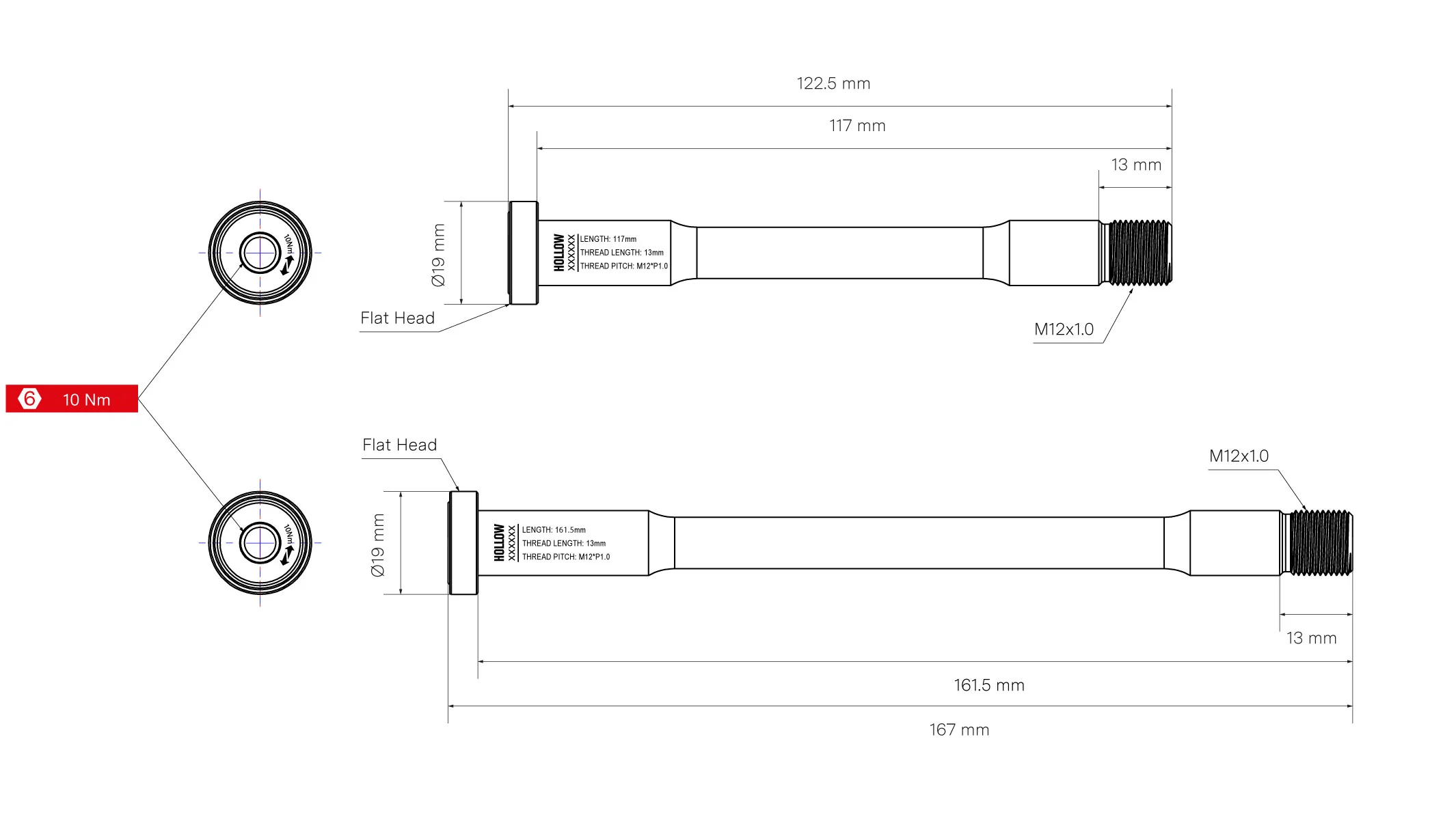Thru Axle Kit - No 10 Front and Rear - Image 2