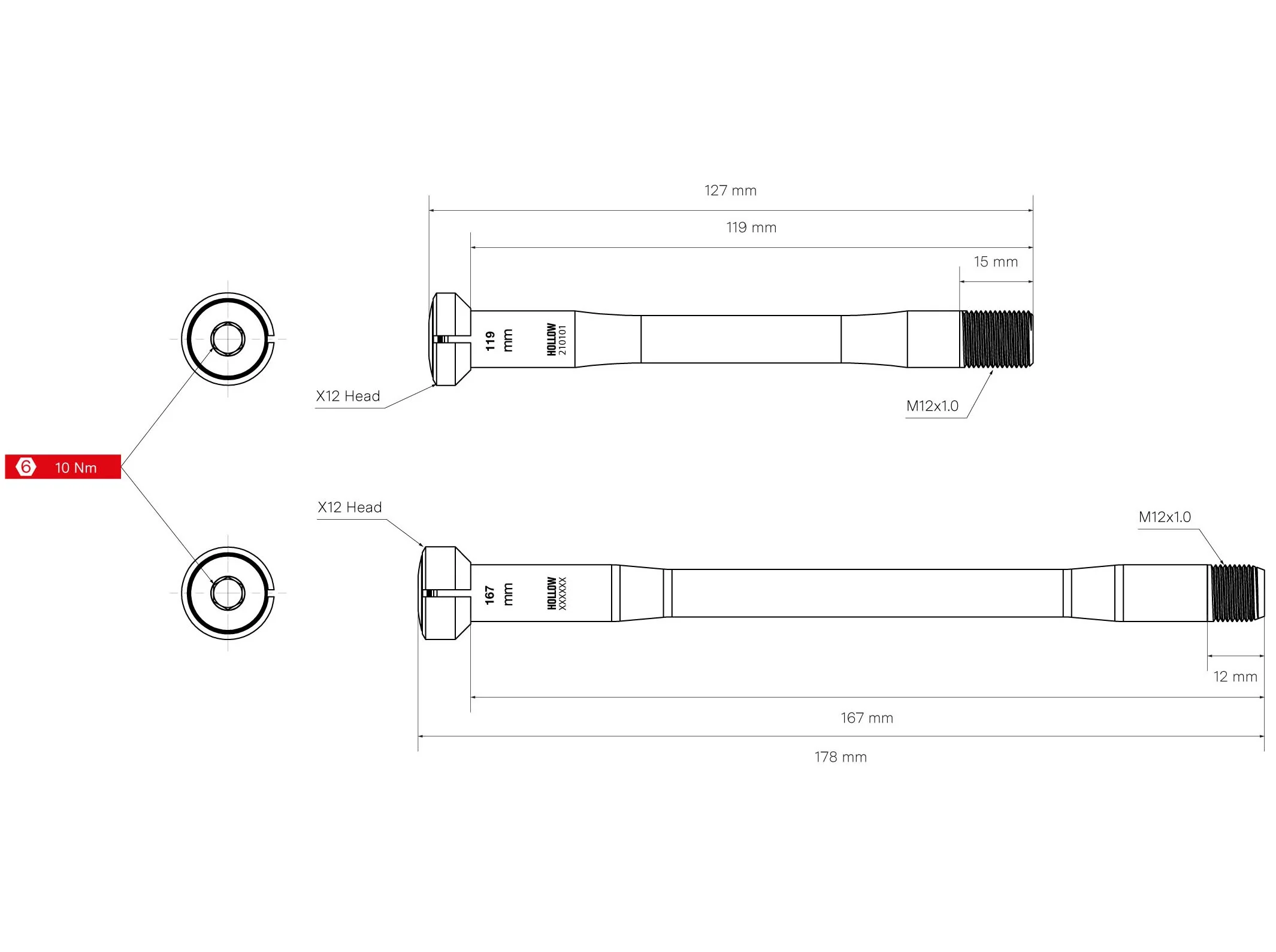 Thru-Axle Kit - No 13 (UDH) Front and Rear